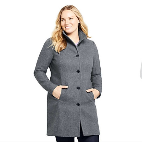 Lands End Plus Size Fit and Flare Long Wool Coat Size 22W